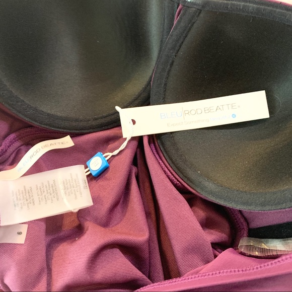 NWT Bleu Rod Beattie Purple Shirred Tankini Swim Top Size 6 - Picture 7 of 9